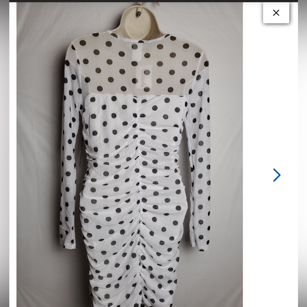 Caution to the Wind Dress Polka Dot Ruched Retro  Bodycon Dress 50s Small
